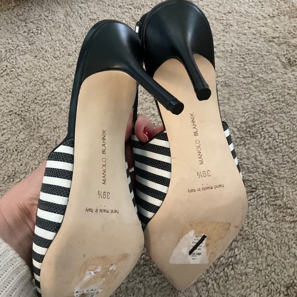 MANOLO BLAHNIK ALLURAFIA NAUTICAL STRIPE SLINGBACK PUMP - Picture 9 of 9